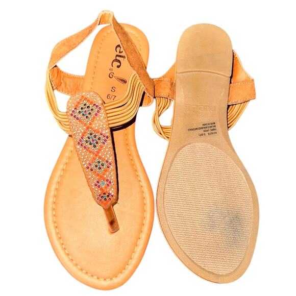 Womens size 6/7 T-Stap flip flops thong - sling back flat sandals - Picture 3 of 8